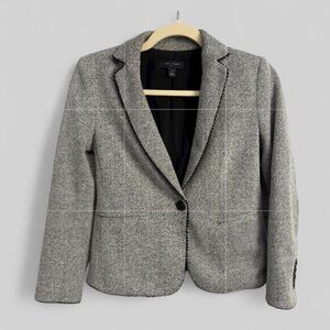 Ann Taylor herringbone preppy print cotton blend ladies blazer size 0 petite